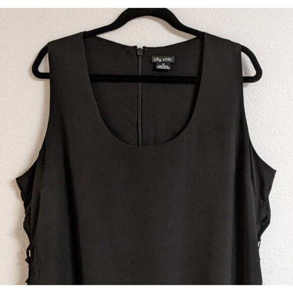 Women's City Chic Black Side Slit Lace Up Sleeveless Dress M/18 - Picture 2 of 13